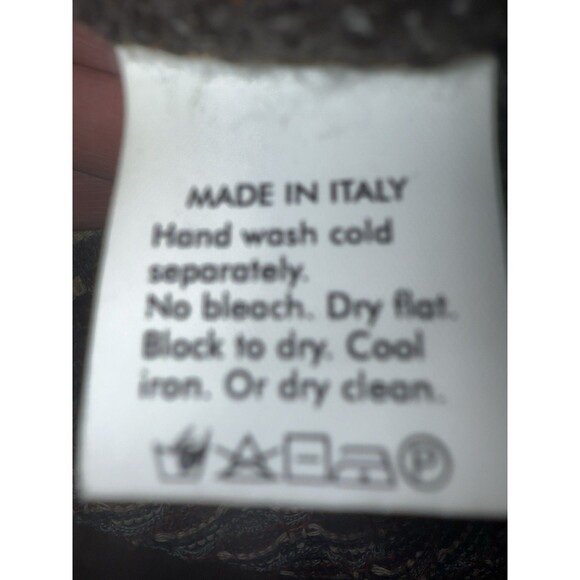 Men’s Italian Knit Sweater Brown Geo Textured Cotton Acrylic L 52 Classic Fall - Picture 8 of 12